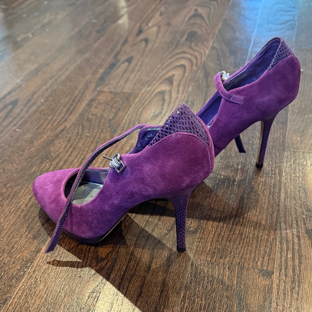 White House Black Market Purple Suede Heels